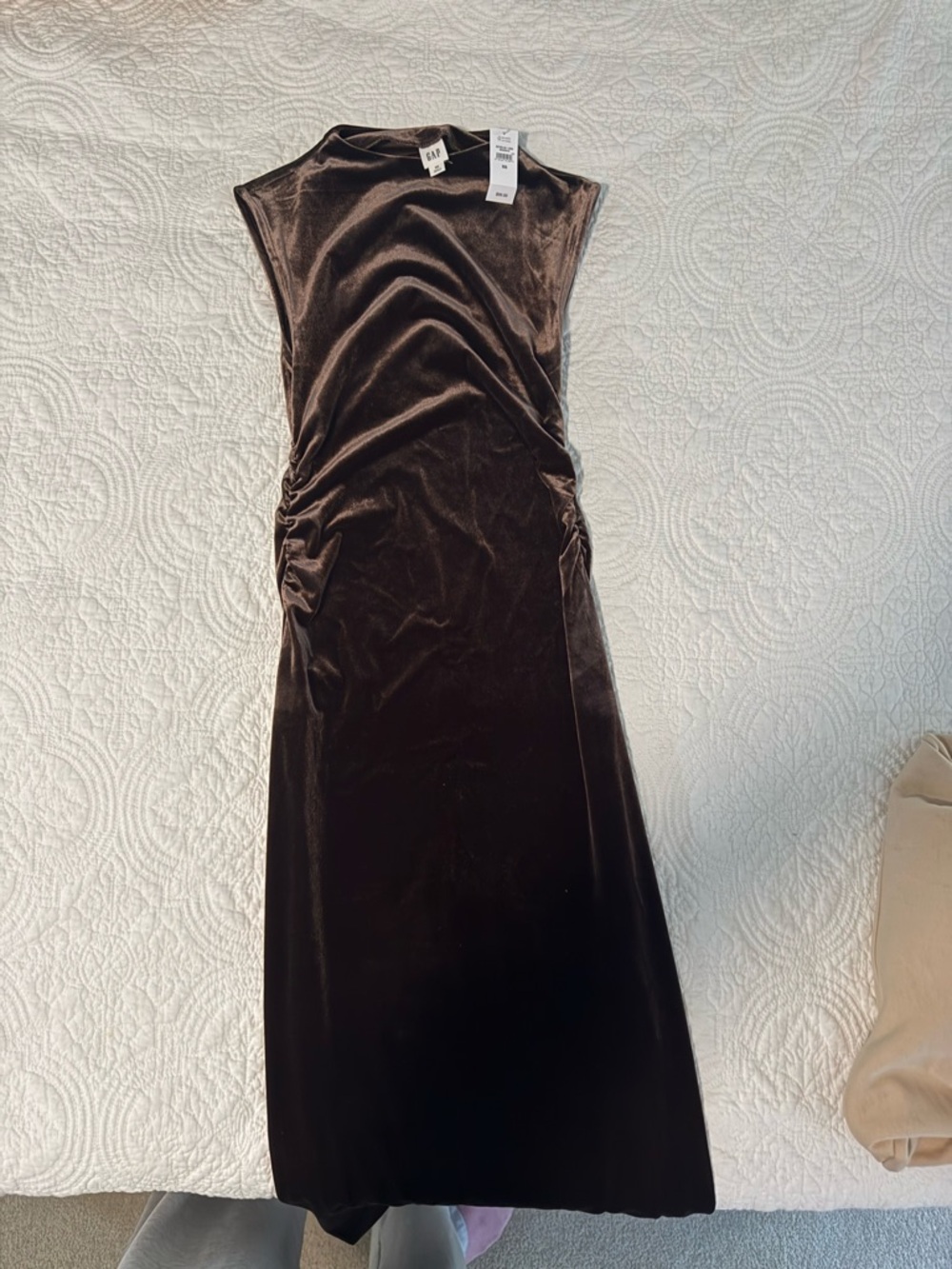 GAP Velvet Sleeveless Maxi Dress in Brown